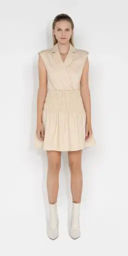 Cue Shirred Blazer Dress Beige Size 14 