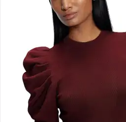 Ted Baker Lorna Puff Sleeve Knitted Skater Dress Burgundy Size 2 for rent on The Volte - image 7