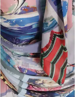 Zimmermann Postcard Chain Tie Midi Dress Print Size 0