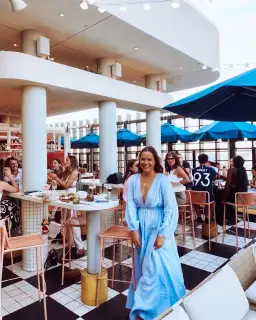 Scanlan Theodore Italian Linen Low Back Dress Blue Size 6 for rent on The Volte - image 5