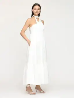 Zimmermann Juliette One Shoulder Linen Maxi Dress White Size 8