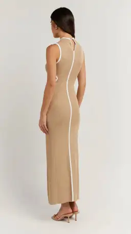 Dissh Binding Wheat Knit Midi Dress Nude Size 12  for rent on The Volte - image 3