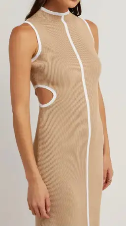 Dissh Binding Wheat Knit Midi Dress Nude Size 12  for rent on The Volte - image 4