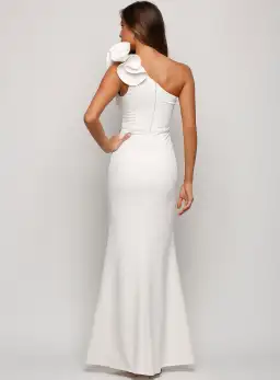 Bariano Sue Frill Shoulder Gown White Size 12