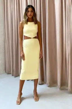 Bec & Bridge Scout Cut Out Midi Dress in Lemonade Size 10  for rent on The Volte - image 4