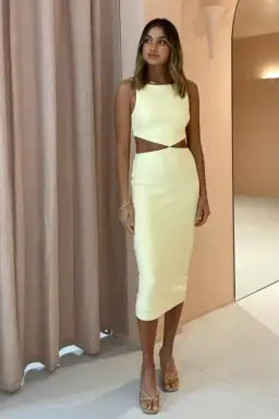 Bec & Bridge Scout Cut Out Midi Dress in Lemonade Size 10  for rent on The Volte - image 2