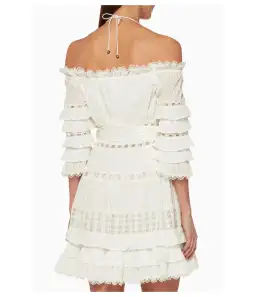 Zimmermann Corsair Off The Shoulder Mini Dress Ivory Size 1 / AU 10 for rent on The Volte - image 2