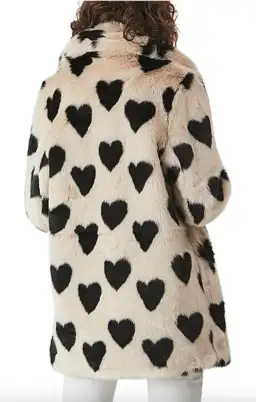 Ena Pelly Minimalist Faux Fur Jacket Love Hearts Size 8