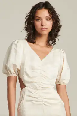 Ginia Indienne Silk Linen Midi Dress White Size 10 for rent on The Volte - image 4