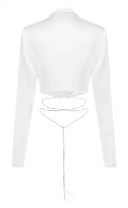 Michael Lo Sordo Crystalline Crop Wrap Silk Shirt White Size 4 for rent on The Volte - image 3