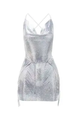 Poster Girl Adrianne Mini Dress Silver Size 8