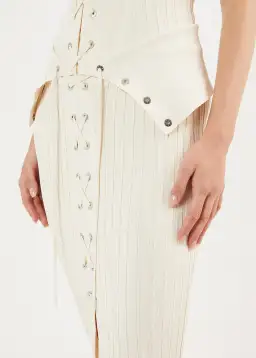 Dion Lee Lace Up Eyelet Skirt and Top Set Beige Size 6