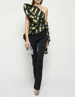 Dries Van Noten Voluminous One Shoulder Top Print Size 10