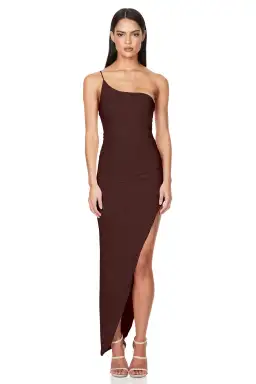 Nookie Aria One Shoulder Gown Brown Size M