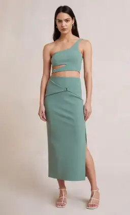 Bec and Bridge Ivy Crop and Skirt Set Green Size 8