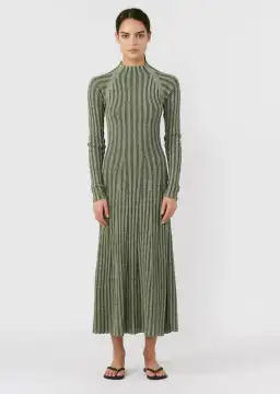 Dion Lee Twist Back Rib Knit Dress Green Size 8 for rent on The Volte - image 1