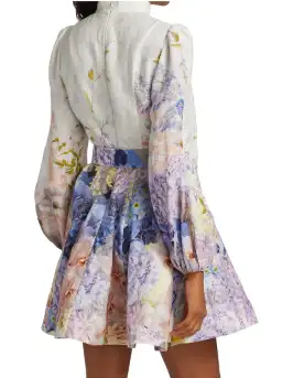 Zimmermann Rhythmic Buttoned Mini Dress Citrus Garden Print Size 1