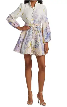 Zimmermann Rhythmic Buttoned Mini Dress Citrus Garden Print Size 1 / Au 10