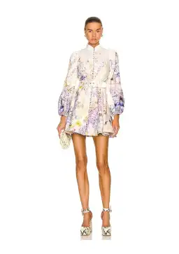 Zimmermann Rhythmic Buttoned Mini Dress Print Size 1 / Au 10