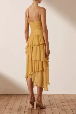 Shona Joy Iris Pin Tuck Frill Midi Dress Yellow Size 12 for rent on The Volte - image 2