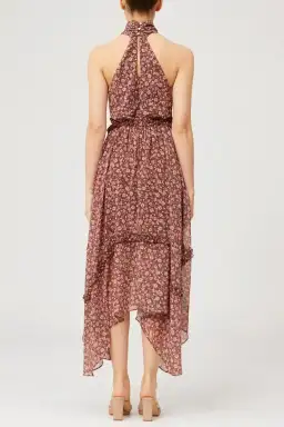 Keepsake Illustrate Midi Dress Chocolate Ditsy Floral Print Size 12 for rent on The Volte - image 3