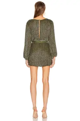 Retrofête Grace Sequin Mini Dress Army Green Size L