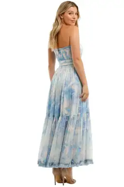 Leo and Lin Oceania Silk Linen Strapless Dress Print Size 10