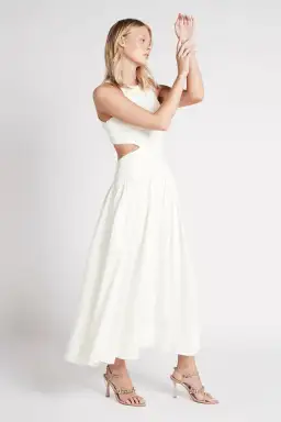 Aje Introspect Cut Out Midi Dress White Size 10 for rent on The Volte - image 2