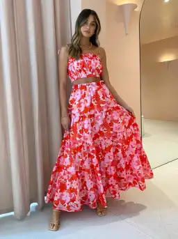 Steele Layla Crop And Flora Skirt Set In Camellia Print Size S for rent on The Volte - image 1