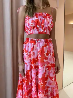 Steele Layla Crop And Flora Skirt Set In Camellia Print Size S for rent on The Volte - image 2