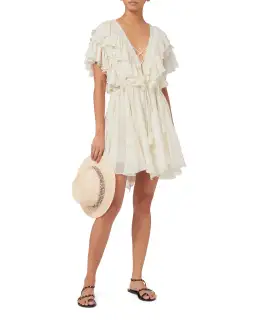 Shona Joy Stella Ruffle Dress Cream Size 10 for rent on The Volte - image 1