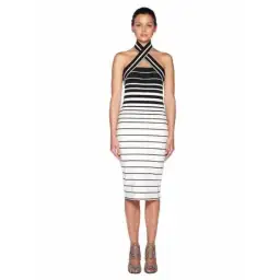 Bec & Bridge Zodiac Halter Dress Stripe Size AU 8