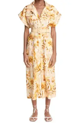 Zimmerman Rosa Roll Cuff Jumpsuit Floral Print Size 3 for rent on The Volte - image 1