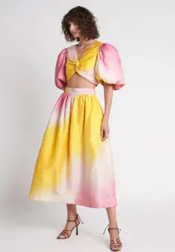 Aje Cloud Burst Midi Skirt in Tie Dye Pink Size 8 / S