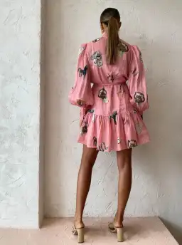Alemais Cleo Smock Mini Dress Pink Size AU 12 for rent on The Volte - image 3