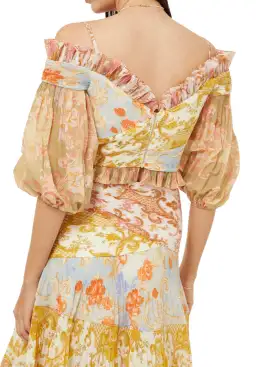 Zimmermann Postcard Pleated Fan Top size 2 Long Skirt Print Size 3 for rent on The Volte - image 3