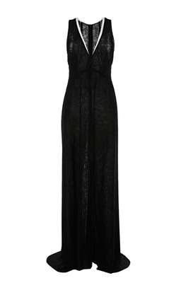 Galvan Pleated Lace Plunge Neck Dress