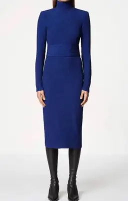 Scanlan Theodore Stretch High Neck Reptile Midi Dress Navy Size 10  for rent on The Volte - image 2