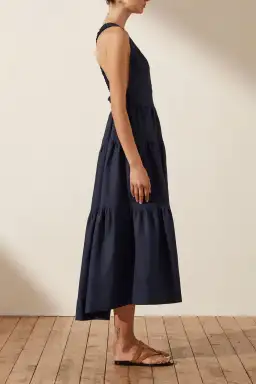 Shona Joy Ligia Plunged Cross Back Midi Dress Navy Size 6 for rent on The Volte - image 2