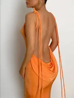 Mélani the Label Cristina Gown - Orange - Size Medium for rent on The Volte - image 3