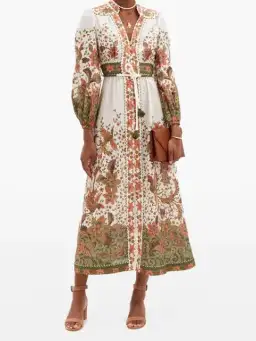 Zimmermann Empire Batik Floral Print Linen Dress Size 2 for rent on The Volte - image 2