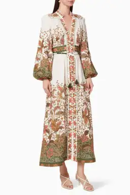 Zimmermann Empire Batik Floral Print Linen Dress Size 2 for rent on The Volte - image 1