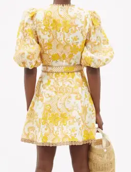 Zimmermann Postcard Mini Dress in Swirl Floral Yellow AU12 (22:05) for rent on The Volte - image 4