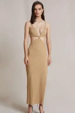 Bec & Bridge Selene V Maxi Dress Camel Size 8  for rent on The Volte - image 1