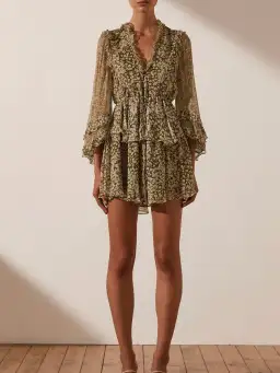 Shona Joy Claudette Mini Dress Print Size 10  for rent on The Volte - image 2