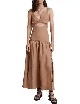 Bec & Bridge Camel Alamos Midi Dress Brown Size 12 for rent on The Volte - image 1