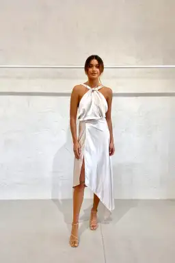 One Fell Swoop Audrey Midi Dress Mother of Pearl Size 8