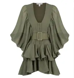 Shona Joy Charlotte Mini Dress in Khaki Size 8 