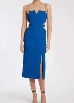 Rebecca Vallance Iman Cut Out Midi Dress Cobalt Blue Size 6