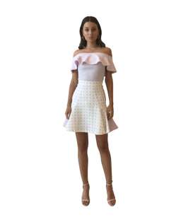 By Johnny Bare Shouder Frill Structure Top and Skirt